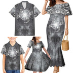 New Zealand Matariki Ururangi Family Matching Mermaid Dress and Hawaiian Shirt Maori Moko Grey Galaxy