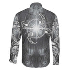New Zealand Matariki Ururangi Family Matching Off The Shoulder Long Sleeve Dress and Hawaiian Shirt Maori Moko Grey Galaxy