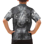New Zealand Matariki Ururangi Family Matching Off Shoulder Maxi Dress and Hawaiian Shirt Maori Moko Grey Galaxy