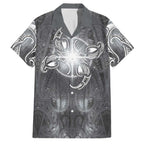 New Zealand Matariki Ururangi Family Matching Off Shoulder Short Dress and Hawaiian Shirt Maori Moko Grey Galaxy