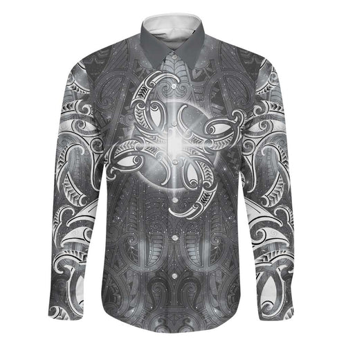 New Zealand Matariki Ururangi Family Matching Off Shoulder Short Dress and Hawaiian Shirt Maori Moko Grey Galaxy