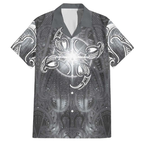 New Zealand Matariki Ururangi Family Matching Summer Maxi Dress and Hawaiian Shirt Maori Moko Grey Galaxy