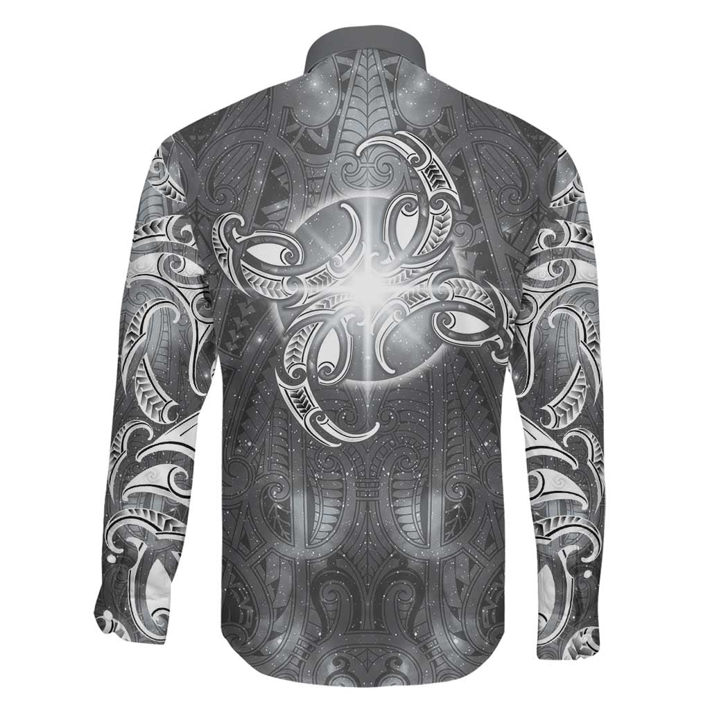 New Zealand Matariki Ururangi Family Matching Summer Maxi Dress and Hawaiian Shirt Maori Moko Grey Galaxy