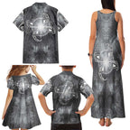 New Zealand Matariki Ururangi Family Matching Tank Maxi Dress and Hawaiian Shirt Maori Moko Grey Galaxy