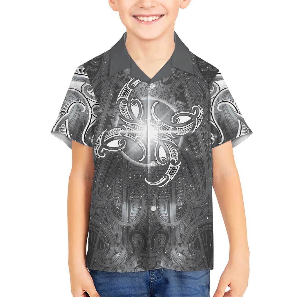 New Zealand Matariki Ururangi Hawaiian Shirt Maori Moko Grey Galaxy