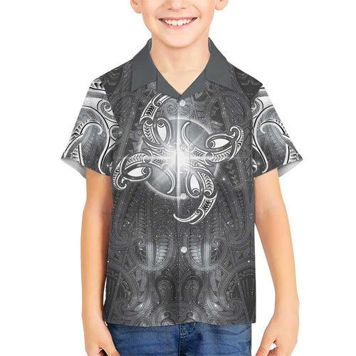 New Zealand Matariki Ururangi Hawaiian Shirt Maori Moko Grey Galaxy