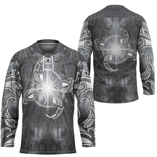New Zealand Matariki Ururangi Hockey Jersey Maori Moko Grey Galaxy