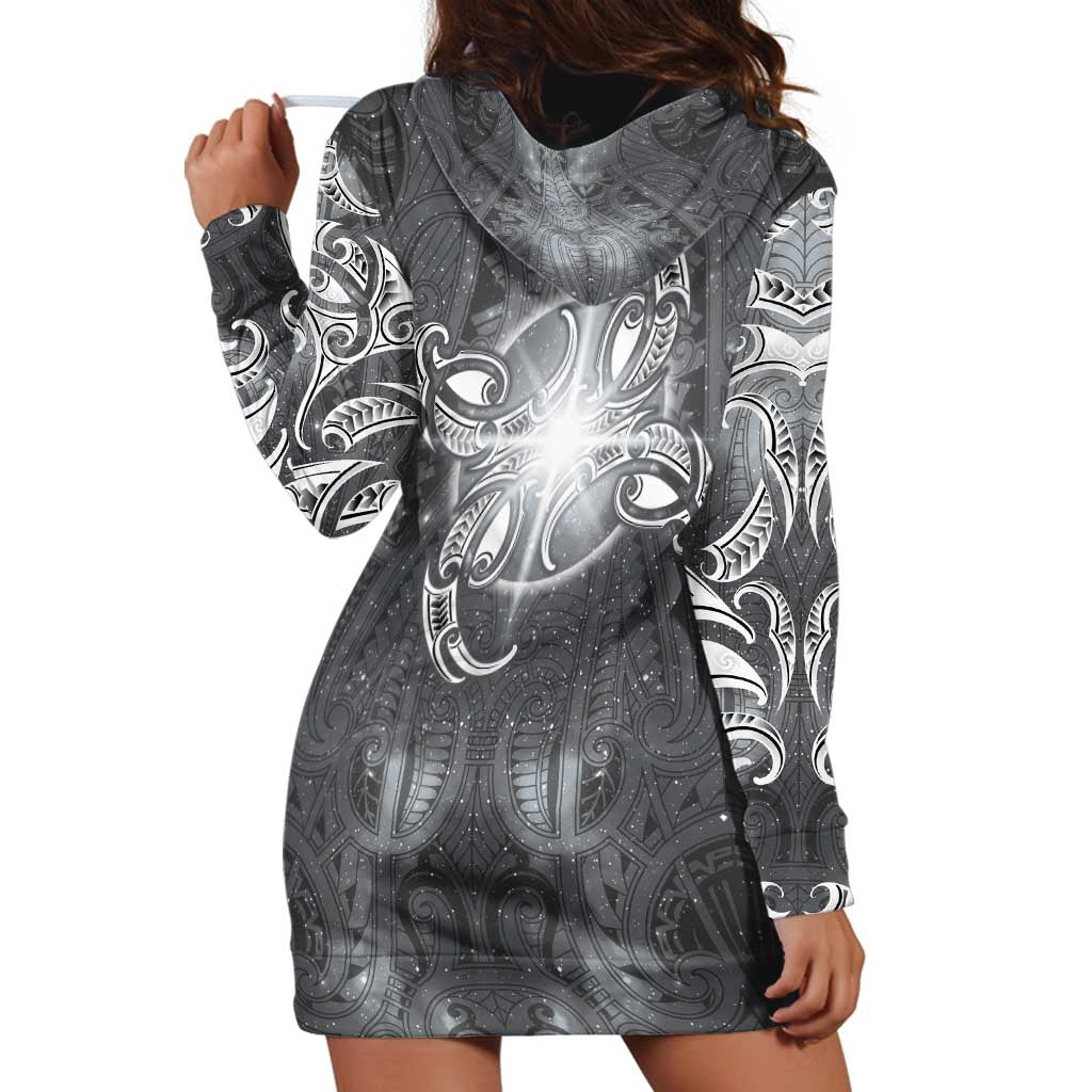 New Zealand Matariki Ururangi Hoodie Dress Maori Moko Grey Galaxy