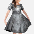 New Zealand Matariki Ururangi Kid Short Sleeve Dress Maori Moko Grey Galaxy