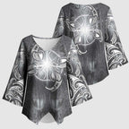 New Zealand Matariki Ururangi Kimono Sleeve Blouse Maori Moko Grey Galaxy