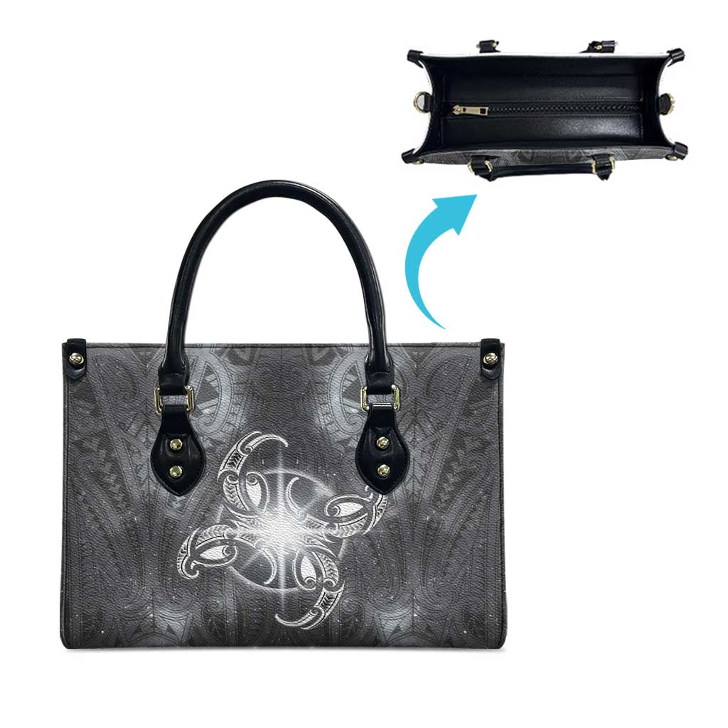 New Zealand Matariki Ururangi Leather Bag Maori Moko Grey Galaxy