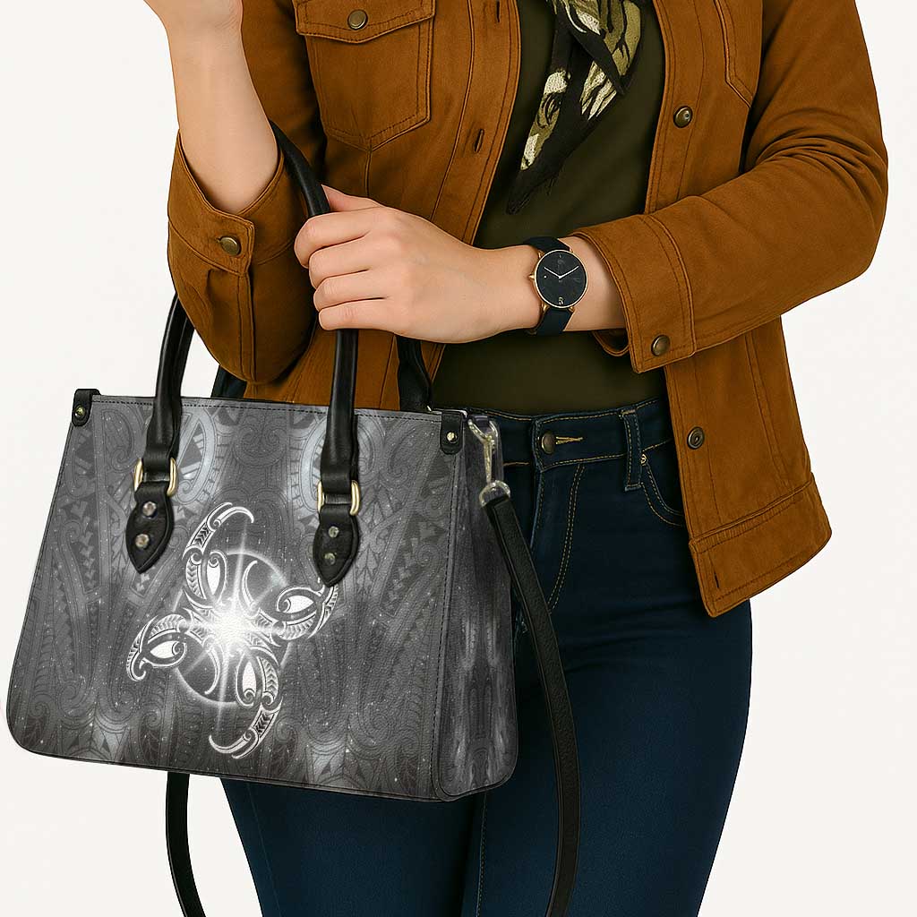 New Zealand Matariki Ururangi Leather Bag Maori Moko Grey Galaxy
