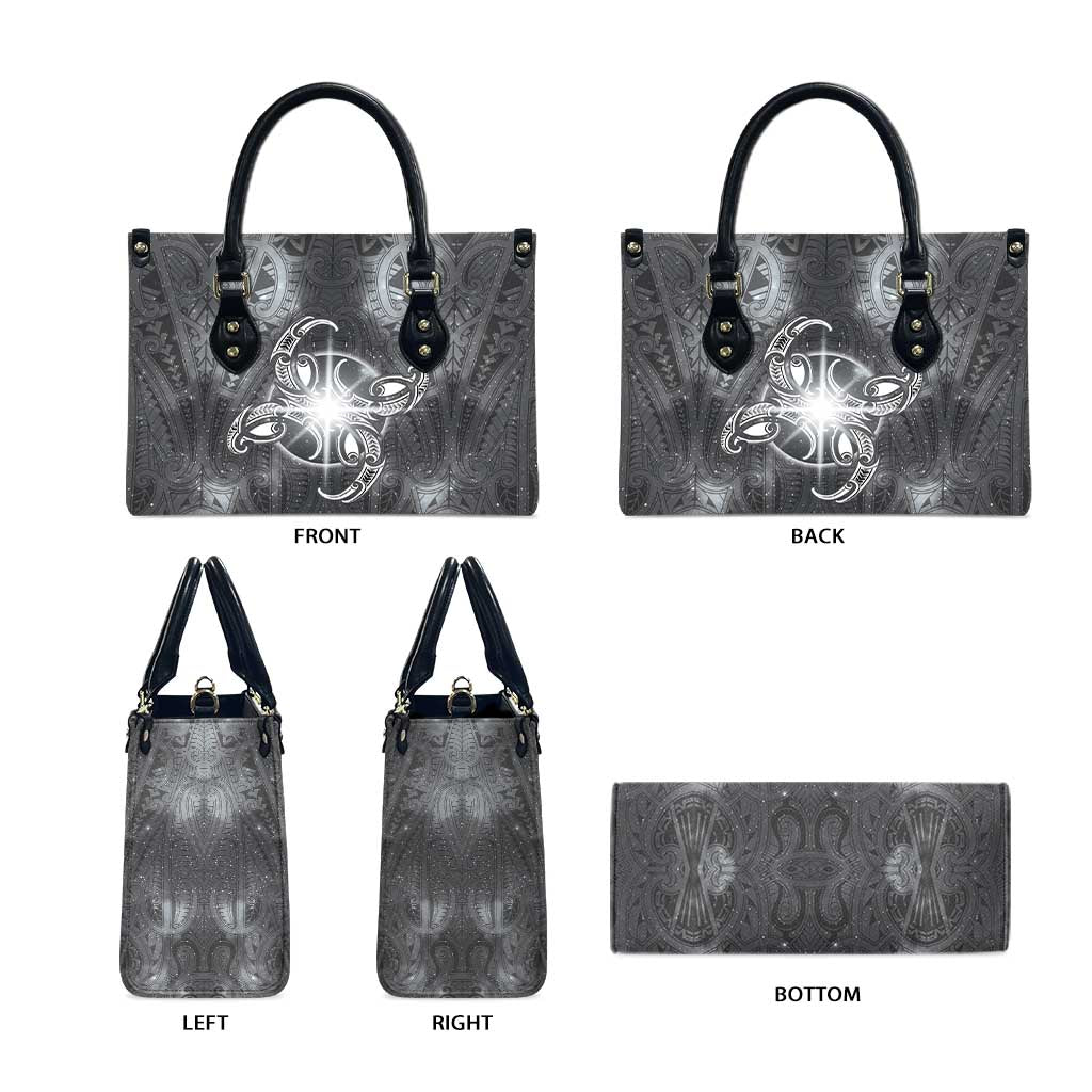 New Zealand Matariki Ururangi Leather Bag Maori Moko Grey Galaxy