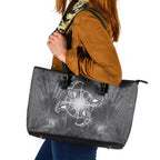 New Zealand Matariki Ururangi Leather Tote Bag Maori Moko Grey Galaxy