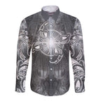 New Zealand Matariki Ururangi Long Sleeve Button Shirt Maori Moko Grey Galaxy