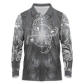 New Zealand Matariki Ururangi Long Sleeve Polo Shirt Maori Moko Grey Galaxy
