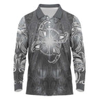 New Zealand Matariki Ururangi Long Sleeve Polo Shirt Maori Moko Grey Galaxy