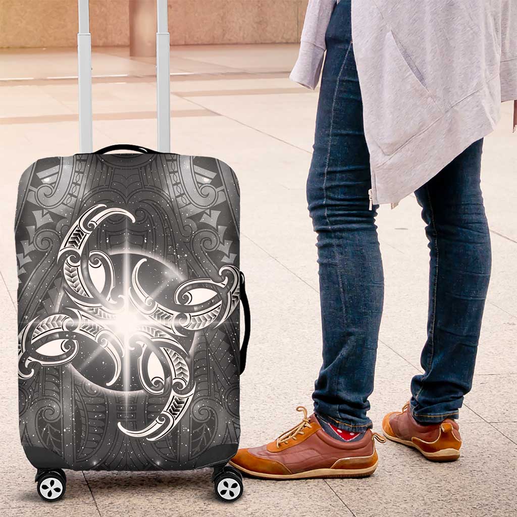 New Zealand Matariki Ururangi Luggage Cover Maori Moko Grey Galaxy