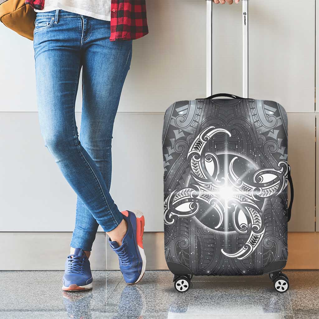 New Zealand Matariki Ururangi Luggage Cover Maori Moko Grey Galaxy