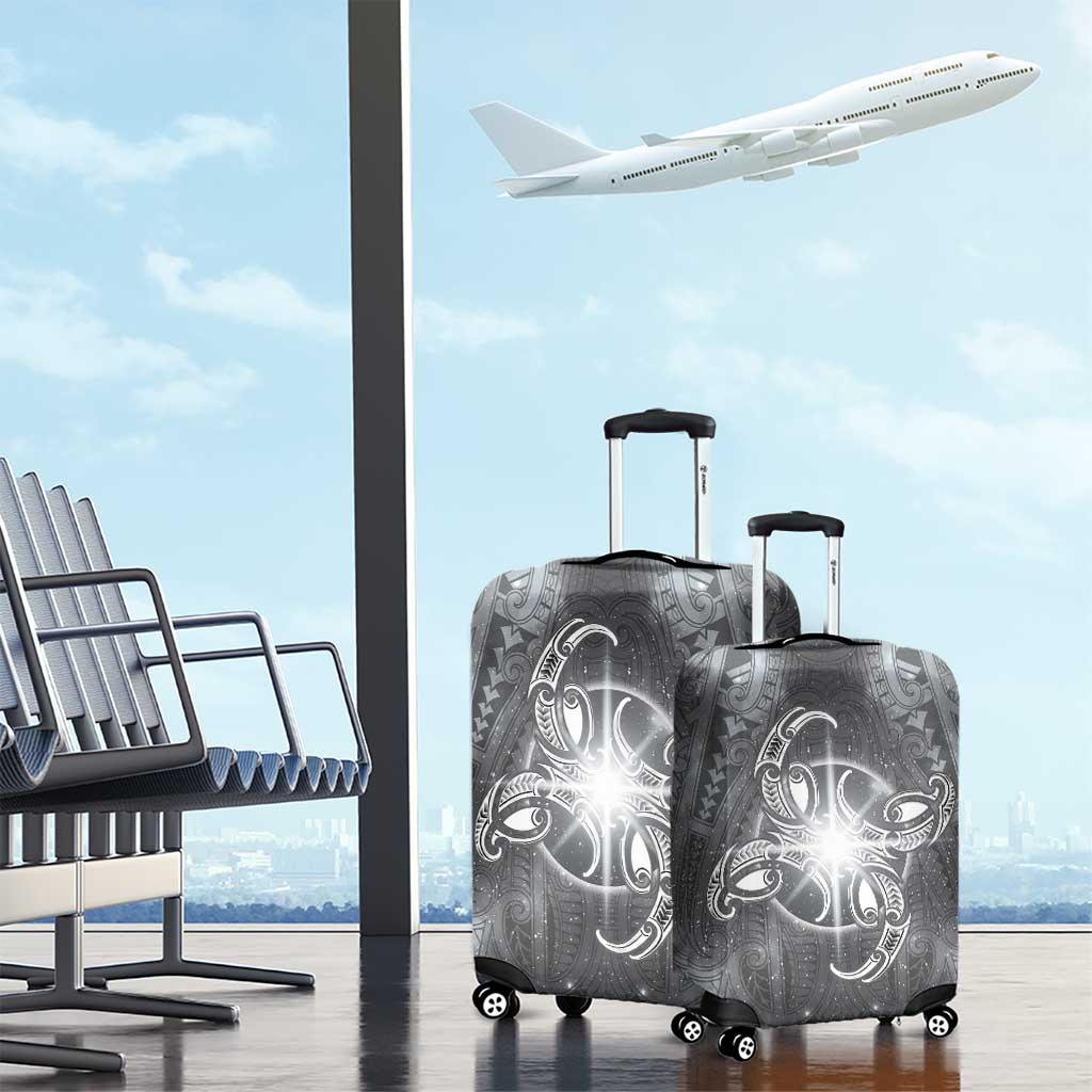 New Zealand Matariki Ururangi Luggage Cover Maori Moko Grey Galaxy