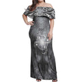 New Zealand Matariki Ururangi Off Shoulder Maxi Dress Maori Moko Grey Galaxy