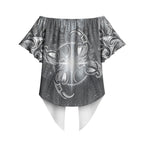New Zealand Matariki Ururangi Off Shoulder Wrap Waist Top Maori Moko Grey Galaxy