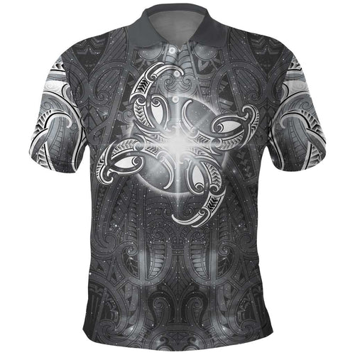New Zealand Matariki Ururangi Polo Shirt Maori Moko Grey Galaxy