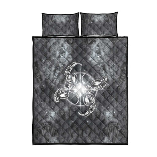 New Zealand Matariki Ururangi Quilt Bed Set Maori Moko Grey Galaxy