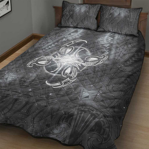 New Zealand Matariki Ururangi Quilt Bed Set Maori Moko Grey Galaxy