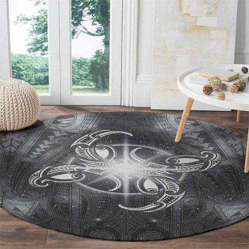 New Zealand Matariki Ururangi Round Carpet Maori Moko Grey Galaxy