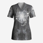 New Zealand Matariki Ururangi Scrub Top Maori Moko Grey Galaxy