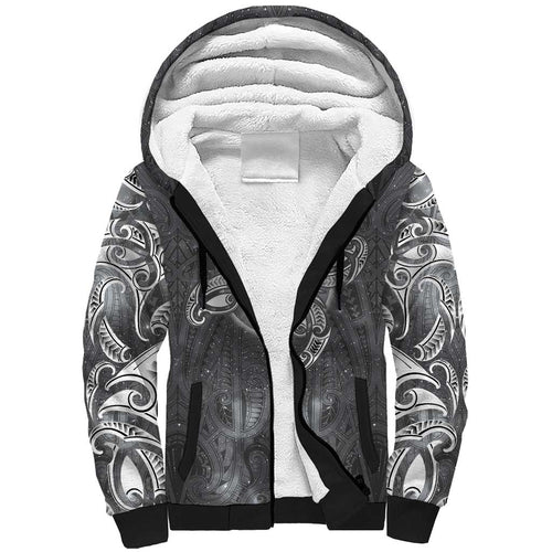 New Zealand Matariki Ururangi Sherpa Hoodie Maori Moko Grey Galaxy
