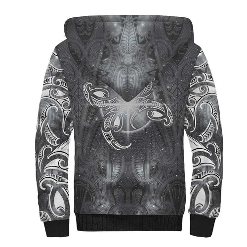 New Zealand Matariki Ururangi Sherpa Hoodie Maori Moko Grey Galaxy