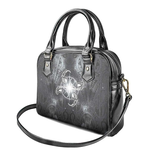 New Zealand Matariki Ururangi Shoulder Handbag Maori Moko Grey Galaxy