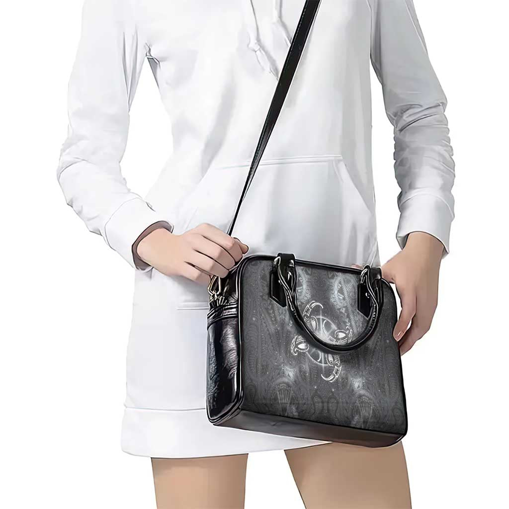 New Zealand Matariki Ururangi Shoulder Handbag Maori Moko Grey Galaxy