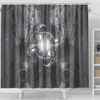 New Zealand Matariki Ururangi Shower Curtain Maori Moko Grey Galaxy