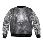 New Zealand Matariki Ururangi Sleeve Zip Bomber Jacket Maori Moko Grey Galaxy
