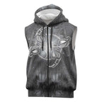 New Zealand Matariki Ururangi Sleeveless Zip Hoodie Maori Moko Grey Galaxy