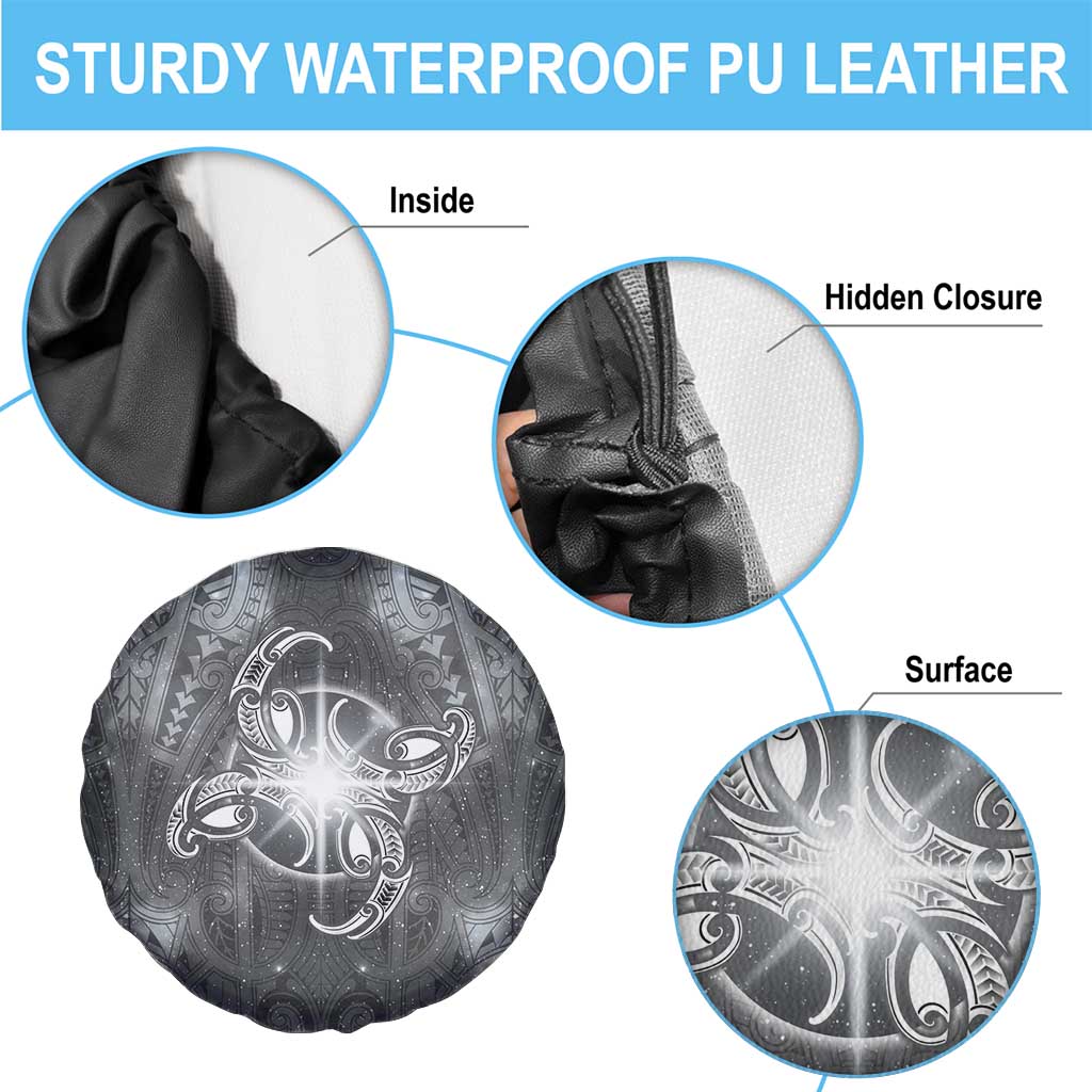New Zealand Matariki Ururangi Spare Tire Cover Maori Moko Grey Galaxy