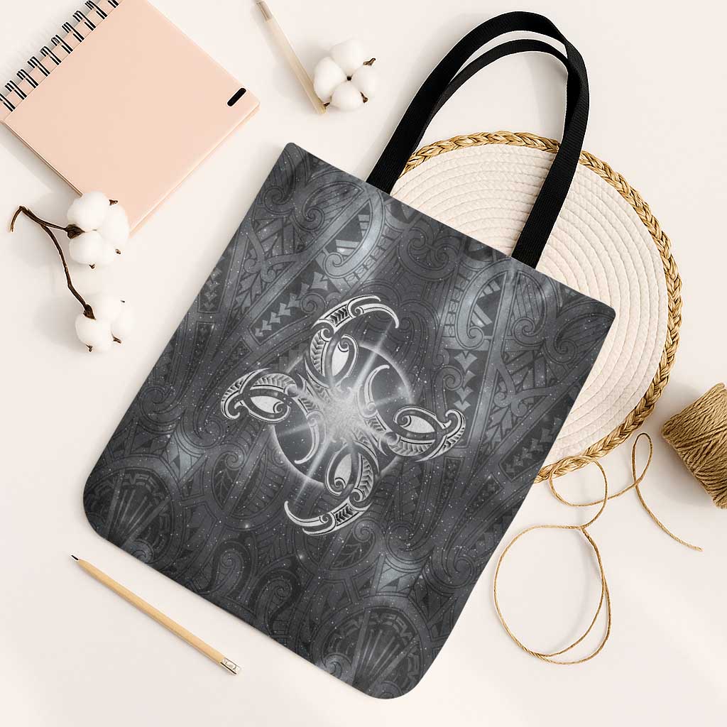 New Zealand Matariki Ururangi Tote Bag Maori Moko Grey Galaxy