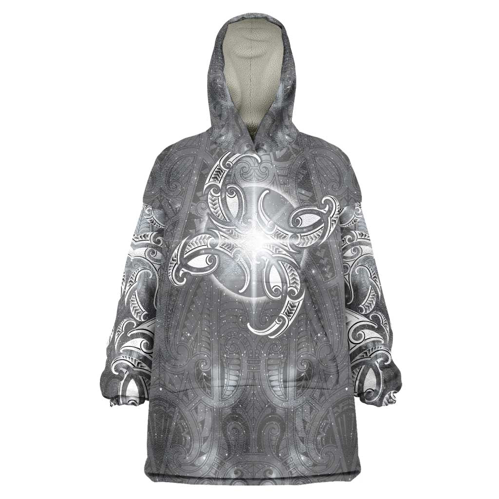 New Zealand Matariki Ururangi Wearable Blanket Hoodie Maori Moko Grey Galaxy