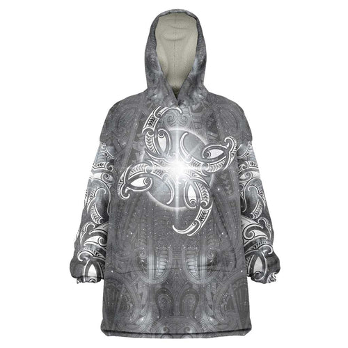 New Zealand Matariki Ururangi Wearable Blanket Hoodie Maori Moko Grey Galaxy