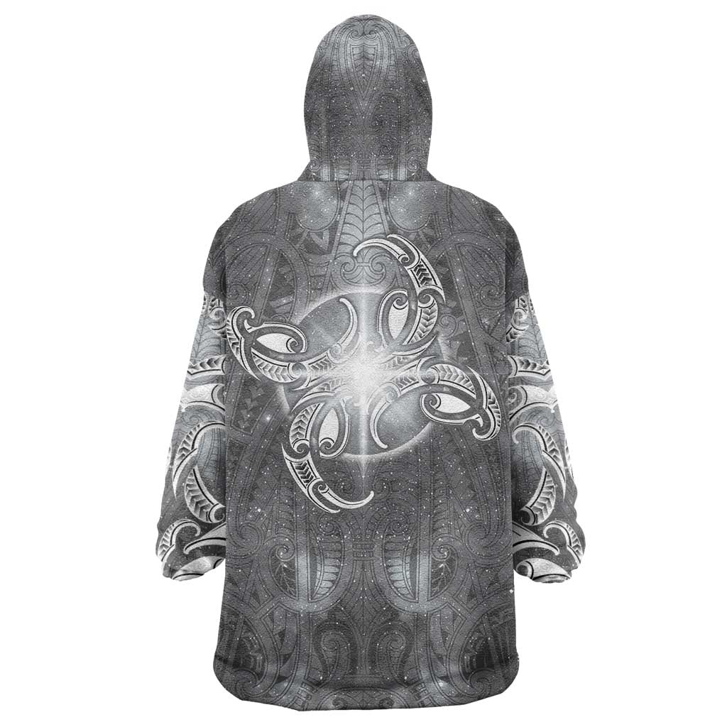 New Zealand Matariki Ururangi Wearable Blanket Hoodie Maori Moko Grey Galaxy