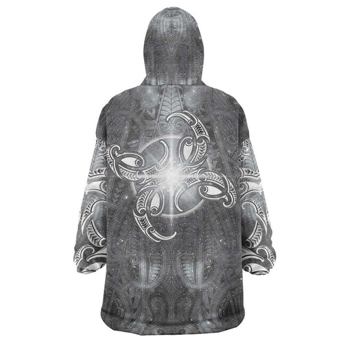 New Zealand Matariki Ururangi Wearable Blanket Hoodie Maori Moko Grey Galaxy