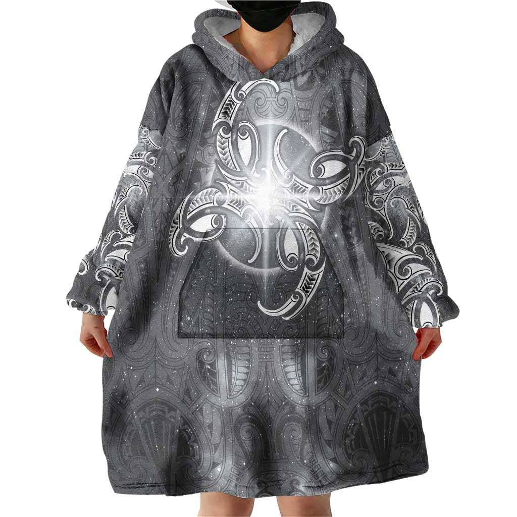 New Zealand Matariki Ururangi Wearable Blanket Hoodie Maori Moko Grey Galaxy