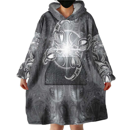 New Zealand Matariki Ururangi Wearable Blanket Hoodie Maori Moko Grey Galaxy