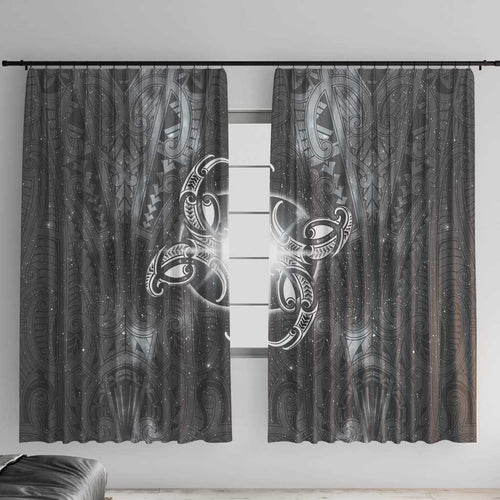 New Zealand Matariki Ururangi Window Curtain Maori Moko Grey Galaxy