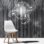 New Zealand Matariki Ururangi Window Curtain Maori Moko Grey Galaxy