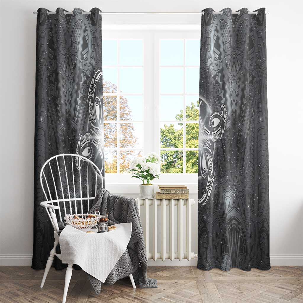 New Zealand Matariki Ururangi Window Curtain Maori Moko Grey Galaxy