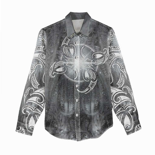 New Zealand Matariki Ururangi Women Casual Shirt Maori Moko Grey Galaxy